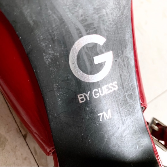 G by Guess patent leather red slingback peep-toe platform stiletto heels Y2K - Picture 5 of 6